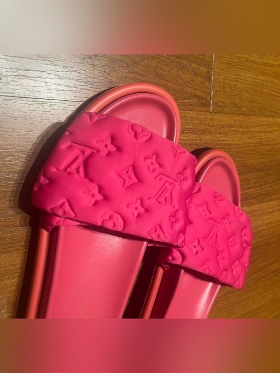 Louis Vuitton Shoes - Louis Vuitton Pink Embossed Monogram Slide Sandals